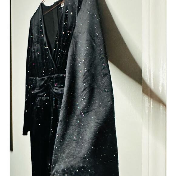 NISSA Black Velvet Crystal Embellished Sparkle Waist Strap Mini Dress Size US 10 - Picture 10 of 16